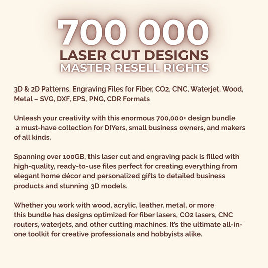 700000 Laser Cut Designs with Master Resell Rights