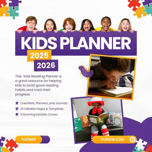 Kids Reading Planner, Journal & eBook | With Resell License | Complete Reading Trackers for Kids