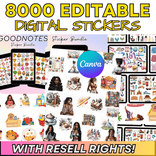 8000+ Digital Stickers For Planners, & Journals |Includes Resell Rights