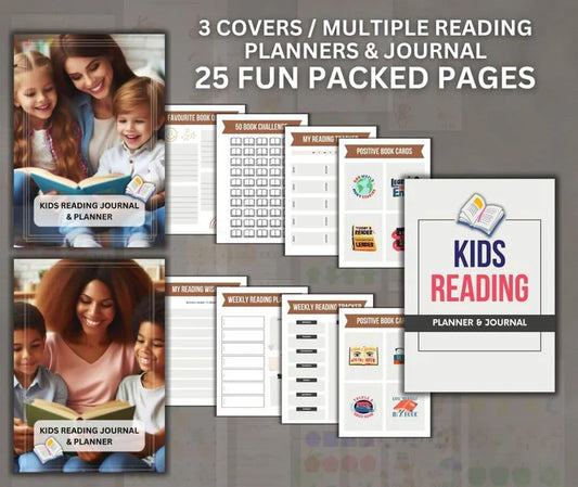 Kids Reading Planner, Journal & eBook | With Resell License | Complete Reading Trackers for Kids