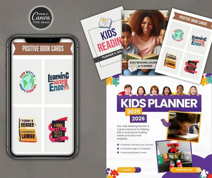 Kids Reading Planner, Journal & eBook | With Resell License | Complete Reading Trackers for Kids