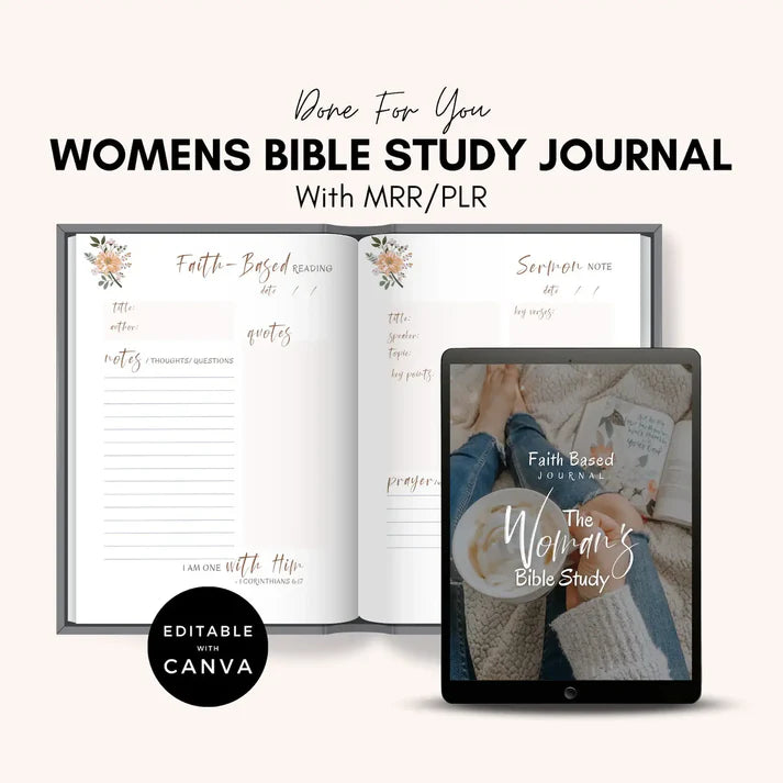 Editable Women's Faith-Based Journal | Devotional Journal & Bible Study Guide | WITH RESELL RIGHTS (2024)