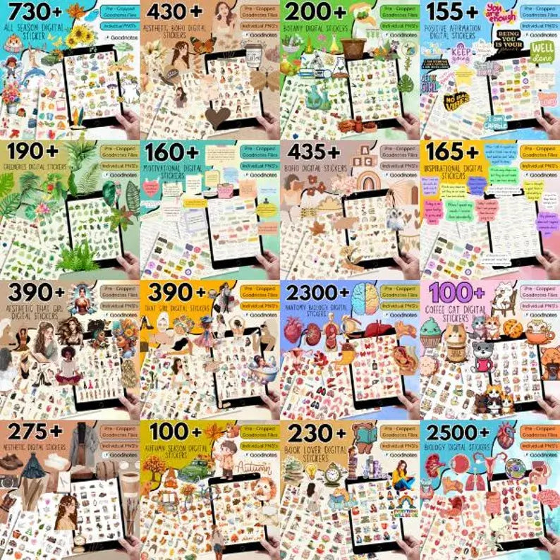 15000 Pages Planners & 8000 Digital Stickers with Resell Rights, Including Journals, Trackers, & More! | Huge Template Library